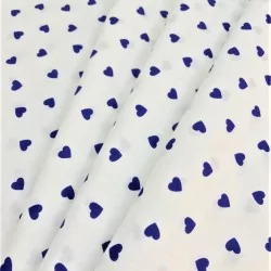 Fabric Blue hearts white background