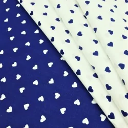 Fabric Cotton Blue hearts white background | Wolf Fabrics