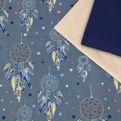 Baumwollstoff Traumfänger Blauer Hintergrund | Wolf Stoffe
