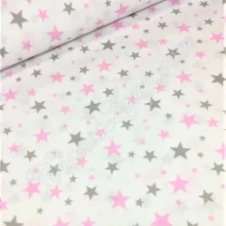 Fabric Pink and grey stars