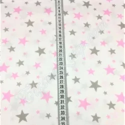 Baumwollstoff Sterne in Rosa und Grau | Wolf Stoffe