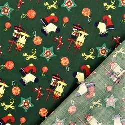 Stof KatoenKerstversiering Groene achtergrond | Wolf Stoffen