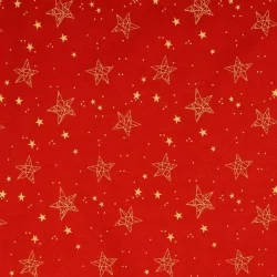 Fabric Gold stars red background