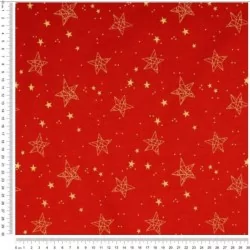 Fabric Cotton Gold stars Red Background | Wolf Fabrics
