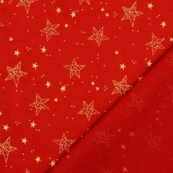 Fabric Cotton Gold stars Red Background | Wolf Fabrics