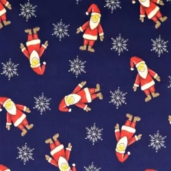 Tela de Papá Noel fondo azul marino