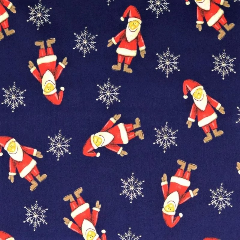Baumwollstoff Weihnachtsmann marineblauer Hintergrund | Wolf Stoffe