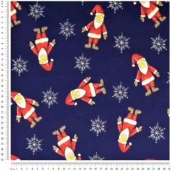 Fabric Cotton Santa Claus navy blue background | Wolf Fabrics