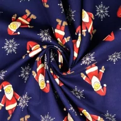Baumwollstoff Weihnachtsmann marineblauer Hintergrund | Wolf Stoffe