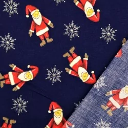 Baumwollstoff Weihnachtsmann marineblauer Hintergrund | Wolf Stoffe