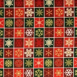 Tela Patchwork copos de nieve dorados