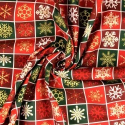 Baumwollstoff Patchwork aus goldenen Schneeflocken | Wolf Stoffe