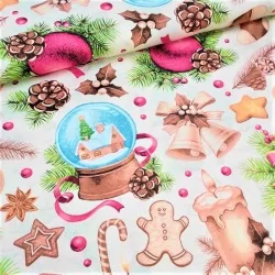 Fabric Cotton Snow Globe and Christmas Bell Large Patterns | Wolf Fabrics