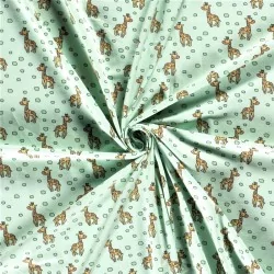 Tecido Jersey Algodão Pequena Girafa Fundo anis pastel | Tissus Loup
