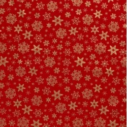 Stoff Goldene Schneeflocken Red Hintergrund
