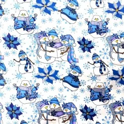 Snowman with blue hat fabric
