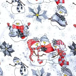 Snowman with red hat Fabric Cotton | Wolf Fabrics