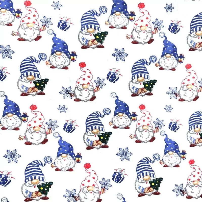 Tecido de Algodão Duendes de Natal e Flocos de Neve | Tissus Loup