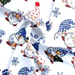 Tessuto di Cotone Elfi di Natale e Fiocchi di Neve | Tissus Loup