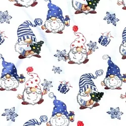 Tecido de Algodão Duendes de Natal e Flocos de Neve | Tissus Loup