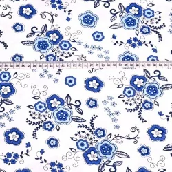 Fabric Cotton Blue Flowers | Wolf Fabrics