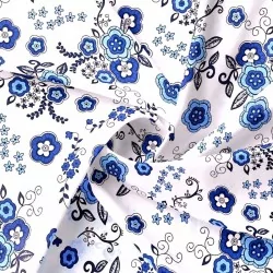 Fabric Cotton Blue Flowers | Wolf Fabrics