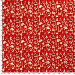 Fabric Cotton Christmas Decoration red background | Wolf Fabrics
