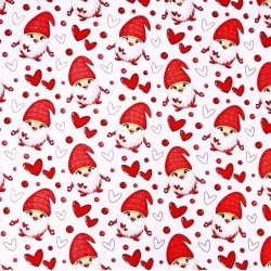 Tecido de Algodão Duendes de Natal e Corações | Tissus Loup