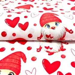 Tecido de Algodão Duendes de Natal e Corações | Tissus Loup