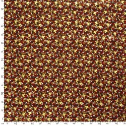 Fabric Cotton Golden Christmas Angels burgundy background | Wolf Fabrics