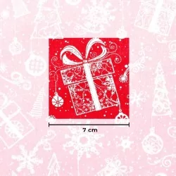 Cotton Fabric Gift and Christmas Tree Red Background | Wolf Fabrics