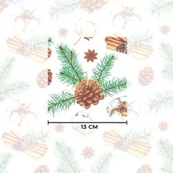 Christmas Fabric Cotton Flower Pinecone and Cinnamon | Wolf Fabrics