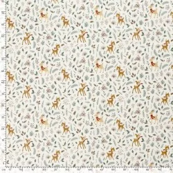 Fabric Cotton Doe Rabbit and Christmas Reindeer White background | Wolf Fabrics