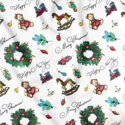 Katoenen Stof Merry Christmas en Happy New Year | Wolf Stoffen
