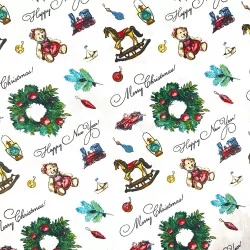 Katoenen Stof Merry Christmas en Happy New Year | Wolf Stoffen