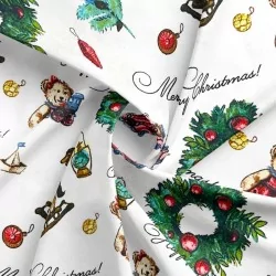 Baumwollstoff Merry Christmas und Happy New Year | Wolf Stoffe