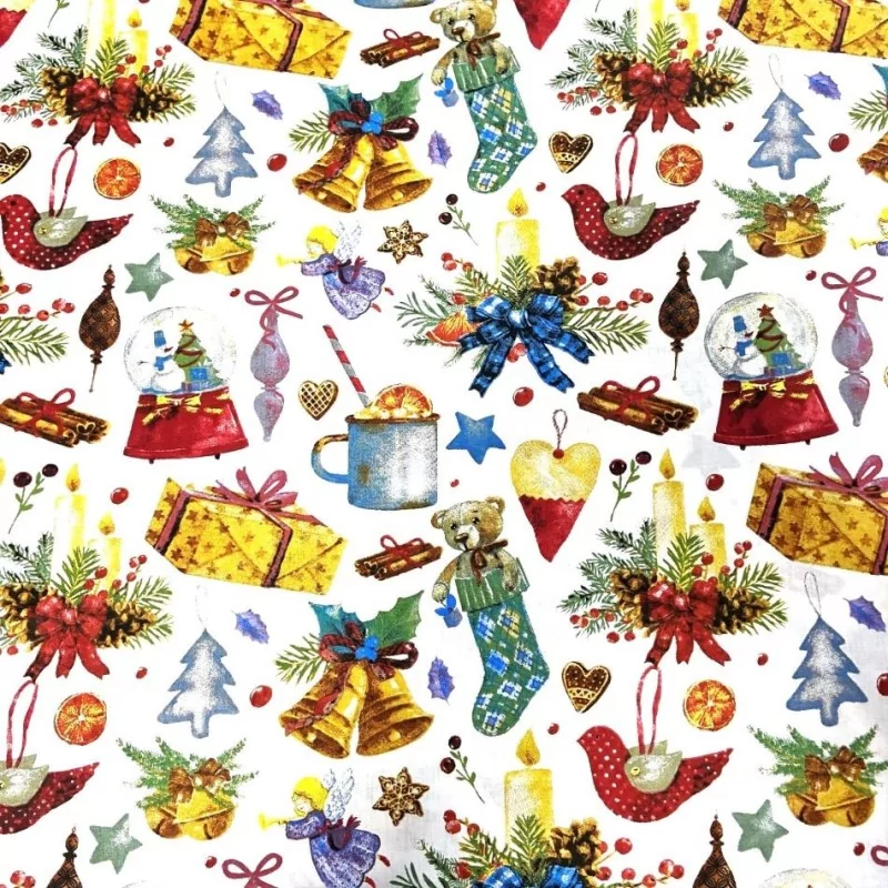 Tela de algodón regalos y adornos de Navidad | Telas Lobo