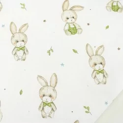 Tissu Lapin en Combinaison Verte