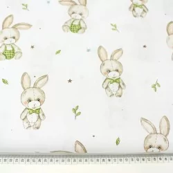 Tela de algodón Conejo con Mono Verde | Telas Lobo