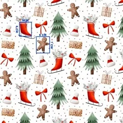 Tecido de Algodão com Pinheiro e Patins de Natal | Tissus Loup
