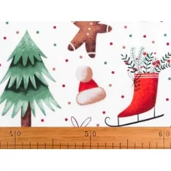 Tessuto di Cotone Abete e Pattino di Natale | Tissus Loup