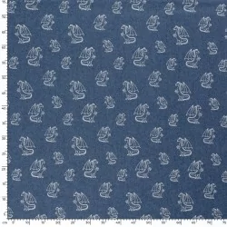 Fabric Jean light blue stretch Dragons  | Wolf Fabrics