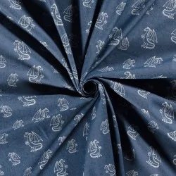 Fabric Jean light blue stretch Dragons  | Wolf Fabrics