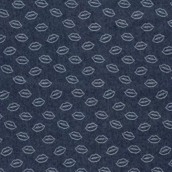 Fabric Dark blue Jean stretch Lips | Wolf Fabrics