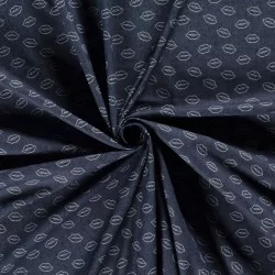 Tecido Jeans stretch azul escuro Lábios | Tissus Loup