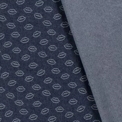 Tecido Jeans stretch azul escuro Lábios | Tissus Loup