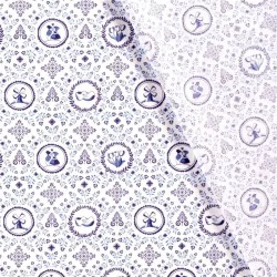 Katoenen stof Delfts aardewerk met blauw en wit Hollands motief | Wolf Stoffen