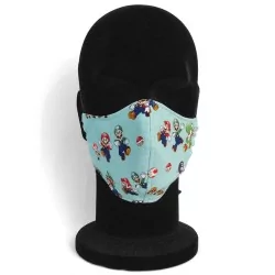 Masque protection barrière Mario Luigi turquoise design à la mode réutilisable AFNOR
