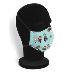 Masque protection barrière Mario Luigi turquoise design à la mode réutilisable AFNOR
