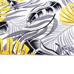 Fabric Cotton black and mustard monstera leaves | Wolf Fabrics